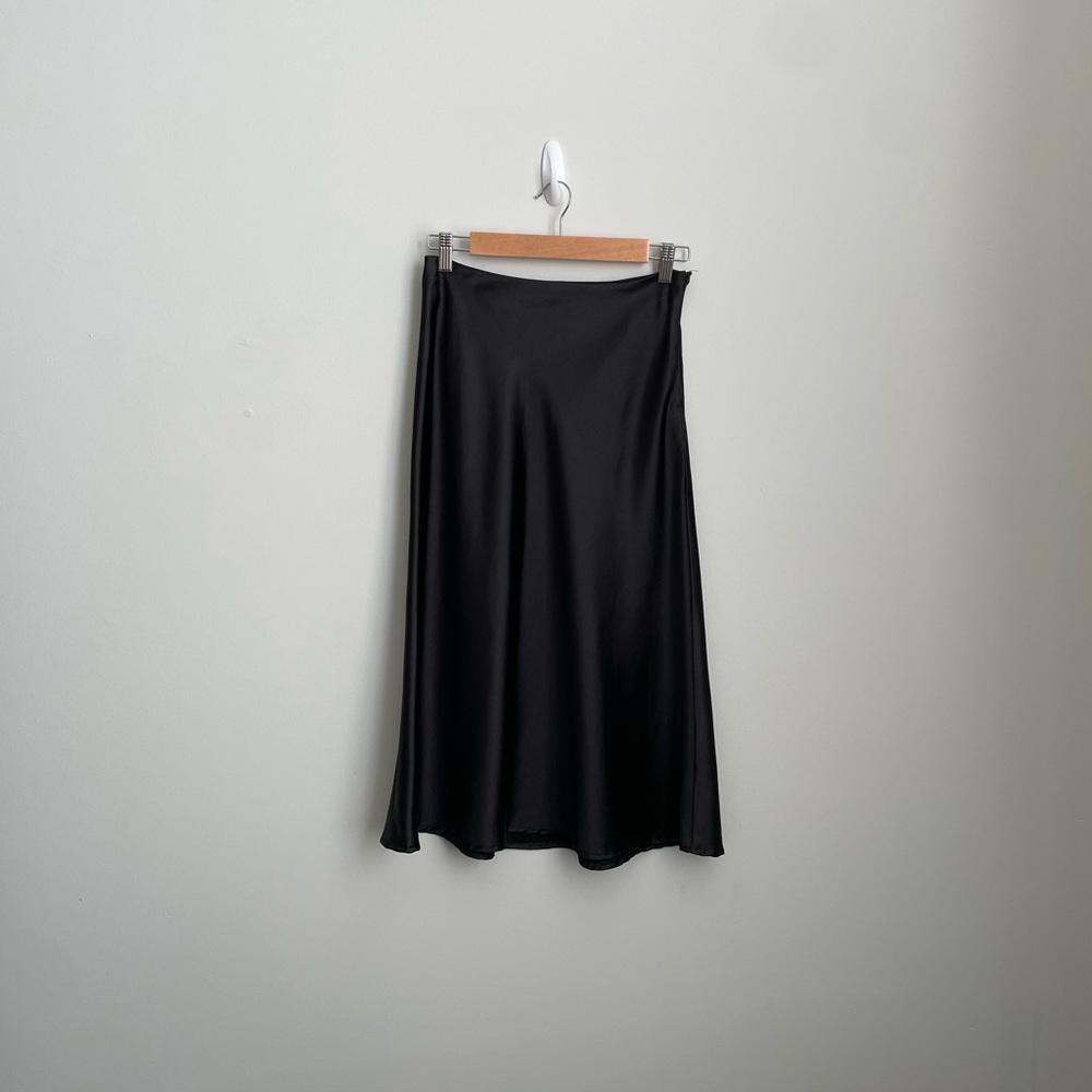 Altar'd State Black Satin Midi Skirt